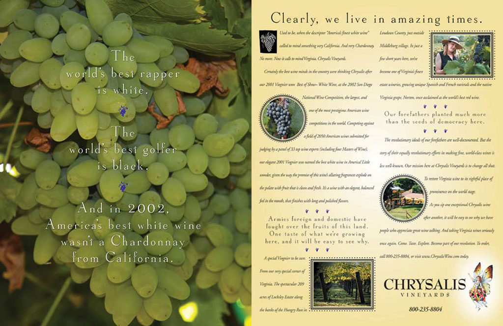 Chrysalis Vineyards Award Ad